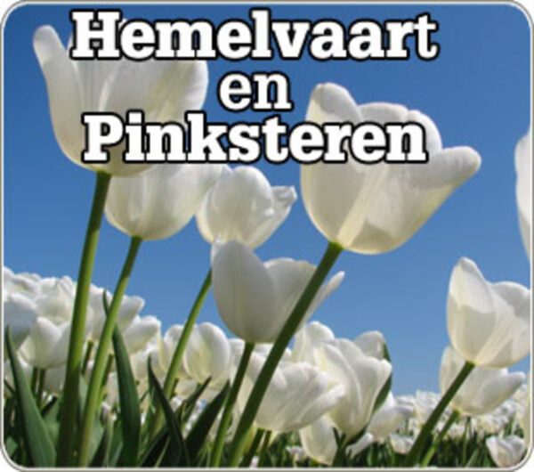 Hemelvaartsdag en 2e pinksterdag geopend 9-16 uur