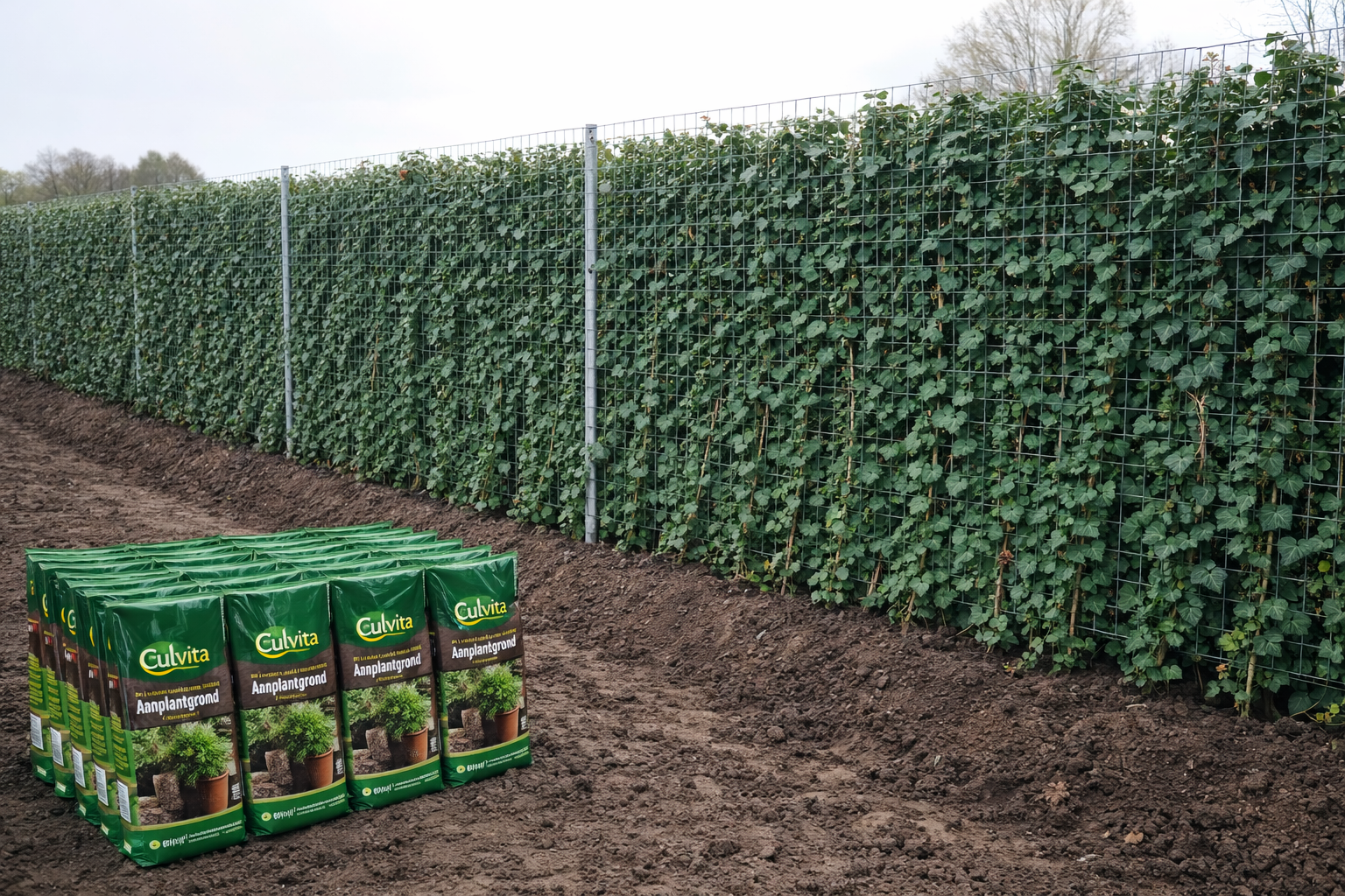 Stap voor stap Hedera haag, 6 per meter en 20 meter lang